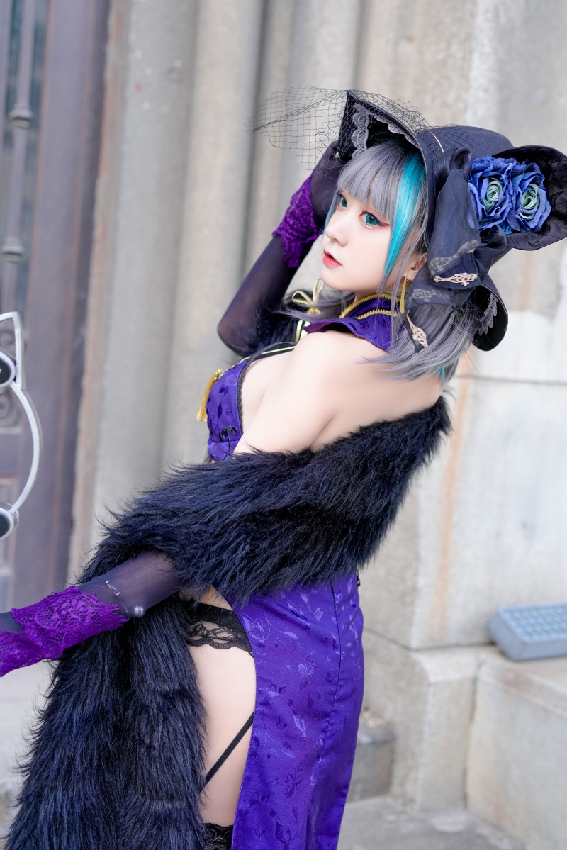 网红Coser@-桃夭葵- 柴郡旗袍 [33P/740MB] 网红写真-第3张