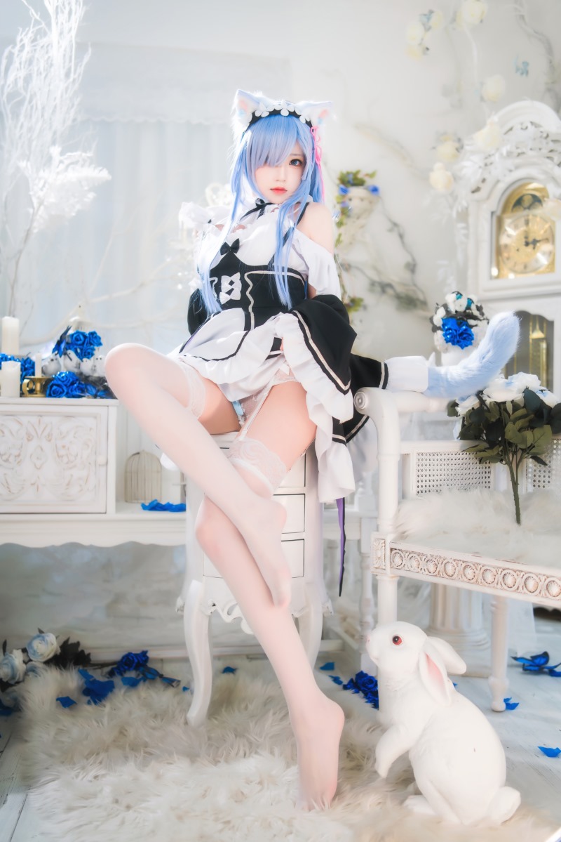 人气Coser@桜桃喵 长发蕾姆01 [45P/685MB] 网红写真-第4张