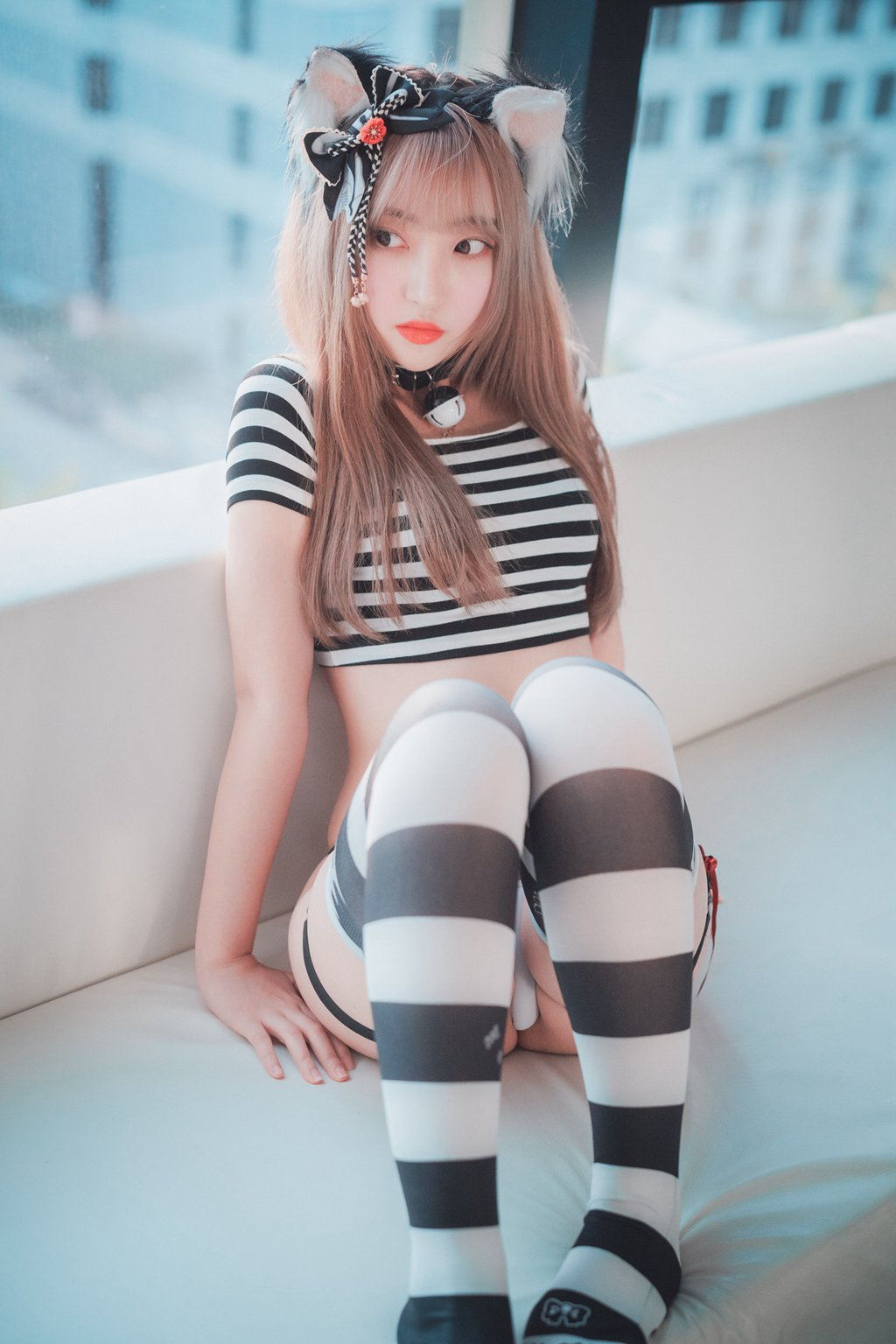 韩模写真@[DJAWA] NO.091 Hanari – Catgirl in Stripes [91P/903.5MB] 其它写真-第4张