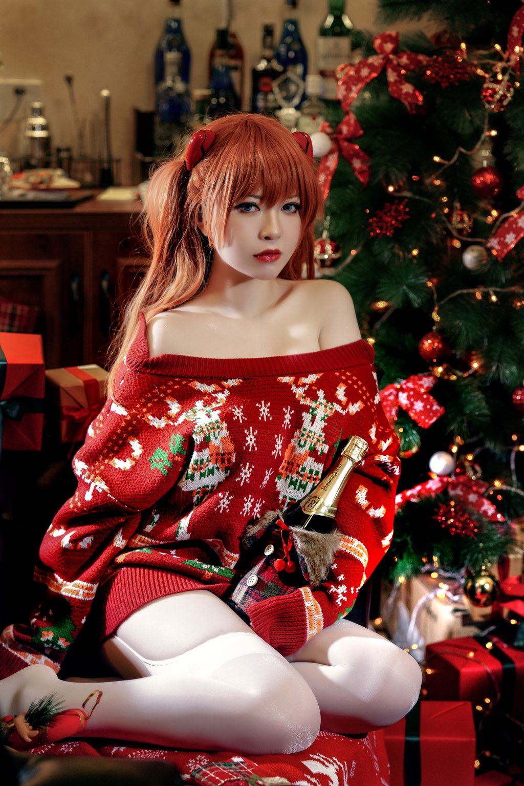 微博人气Coser@半半子 –式波・ー ASUKA Christmas [41P/153MB] 网红写真-第4张